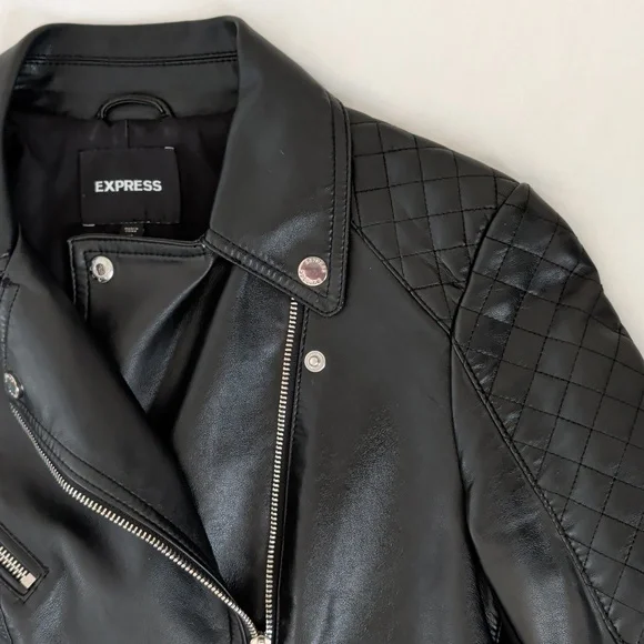 Express Quilted Moto Faux Leather Jacket - Picture 4 of 16